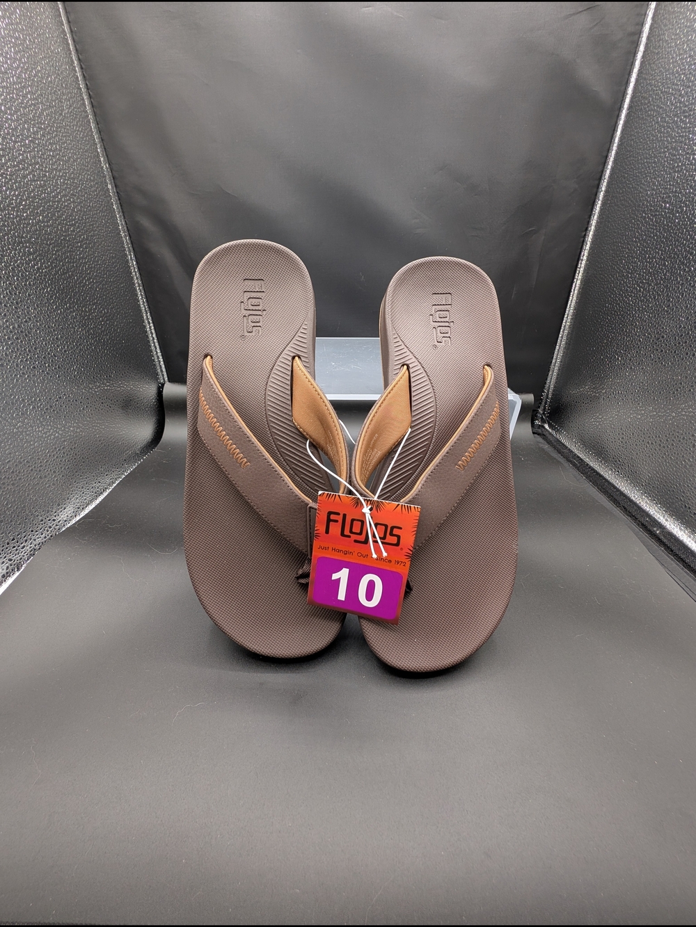 Brown Men's Flip Flops - Size 10